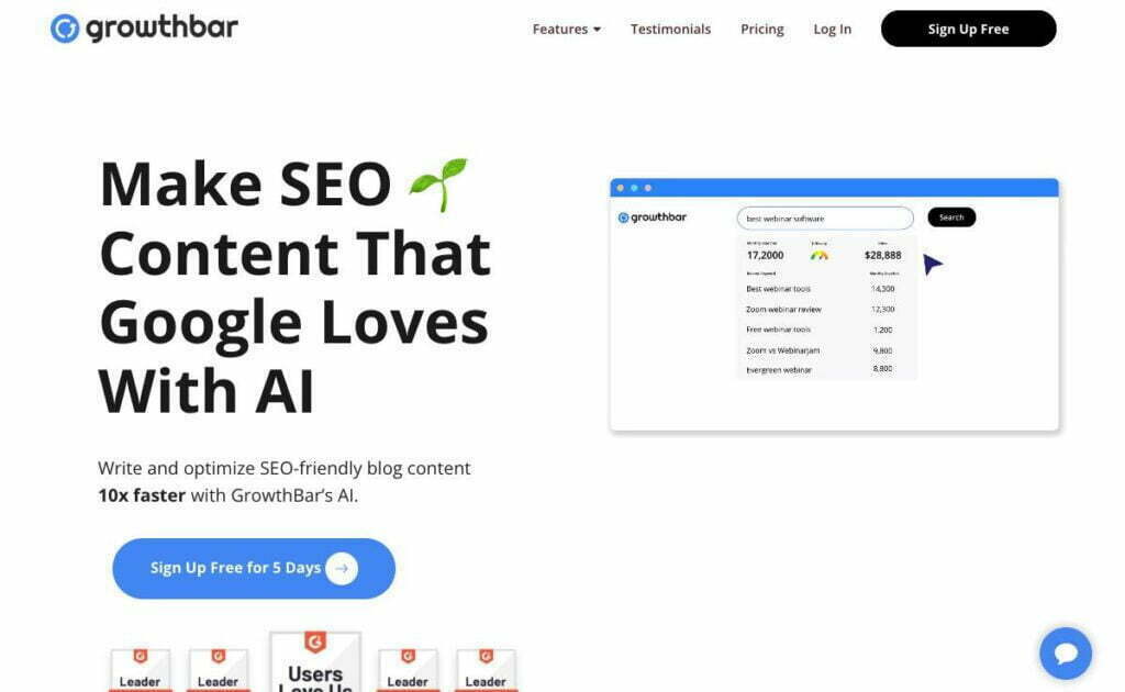 GrowthBar: Make SEO Content That Google Loves With AI