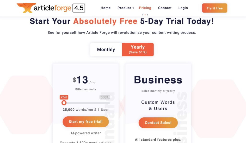 Article Forge pricing
